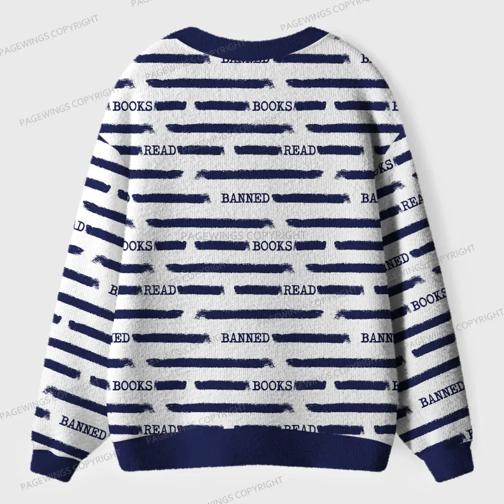 Pagewings Read Banned Books  Unisex Ugly Cardigan Sweaters