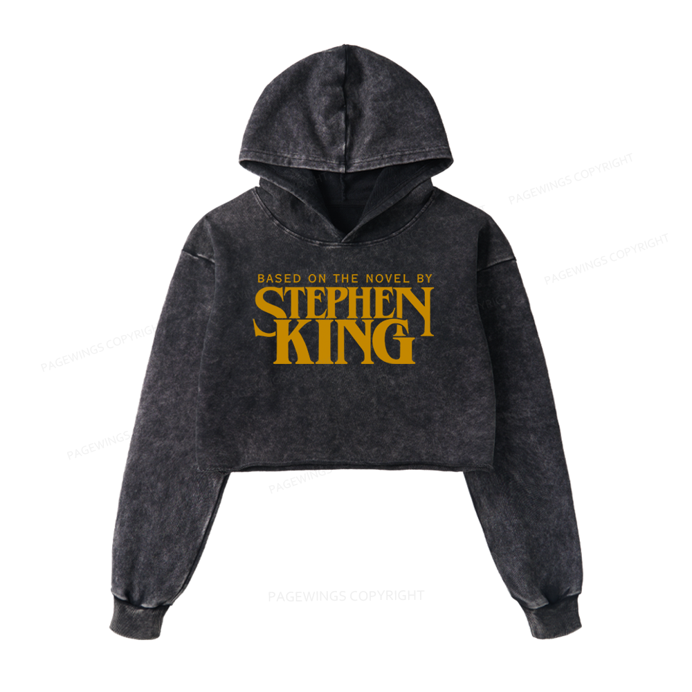 Pagewings Based On A Novel By Horror Writer Washed Crop Hoodie
