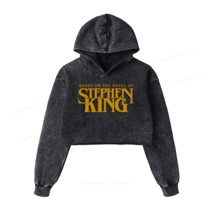 Pagewings Based On A Novel By Horror Writer Washed Crop Hoodie