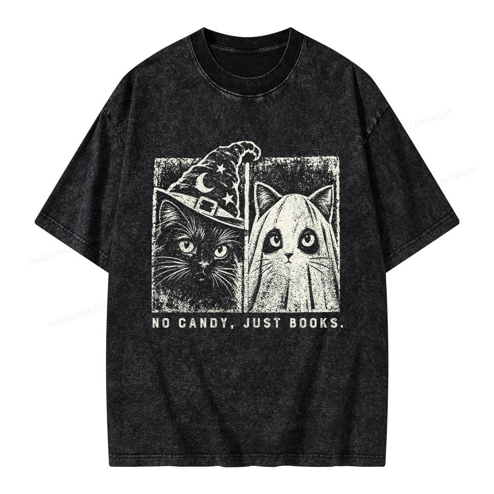 Pagewings No Candy Just Books Unisex Washed T-shirt