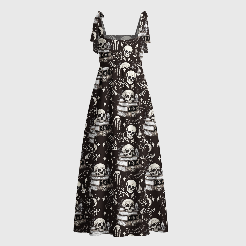 Pagewings Books Fantasy Reader Tie Shoulder Maxi Dress
