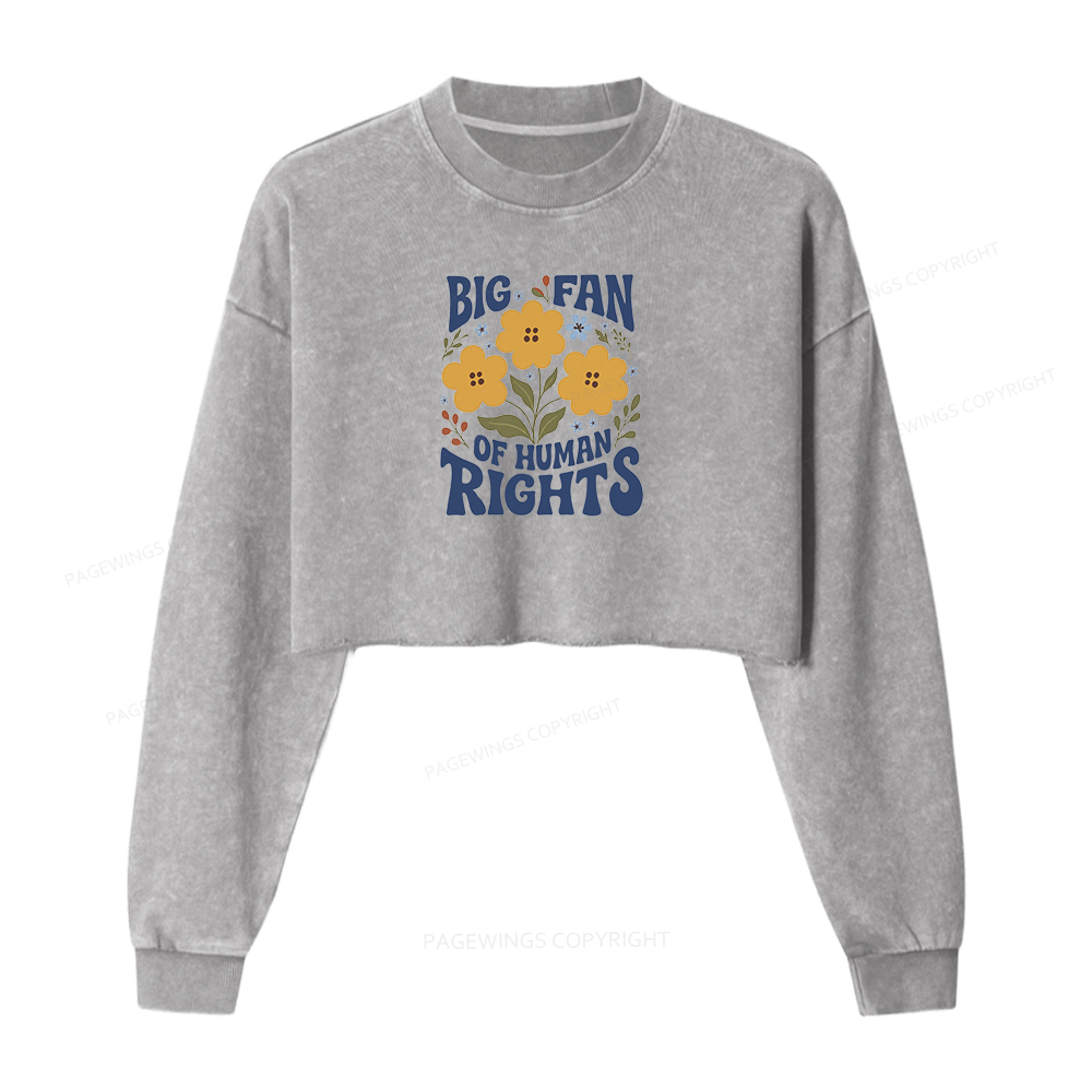 Pagewings Big Fan of Human Rights Washed Crop Sweatshirt