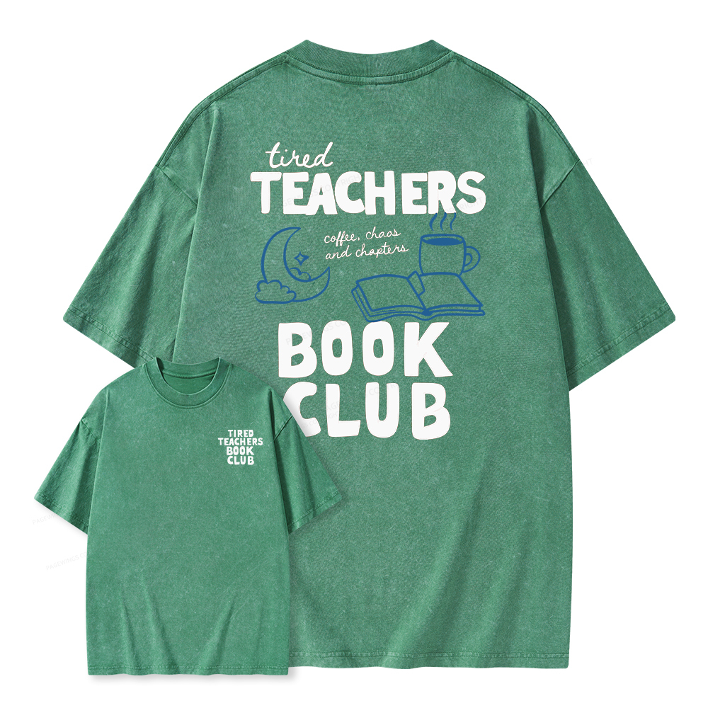 Pagewings Tired Teachers Book Club Unisex Washed T-shirt