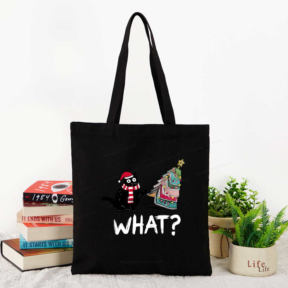 Pagewings Funny Cat Christmas Tote Bag