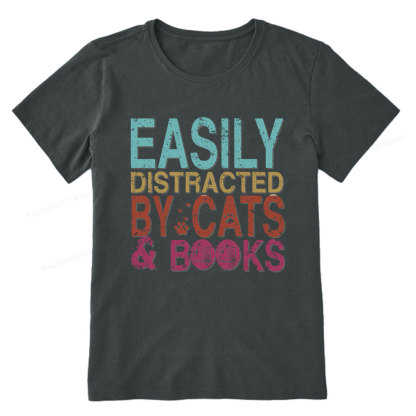 Pagewings Easily Distracted By Cats And Books Unisex Classic T-shirt