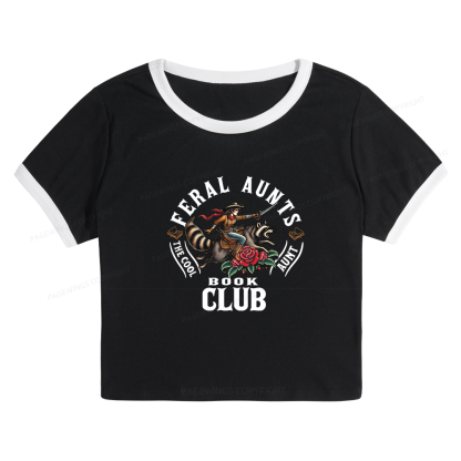 Pagewings Feral Aunt Social Book Club Baby Tee Cropped Ringer T-Shirt