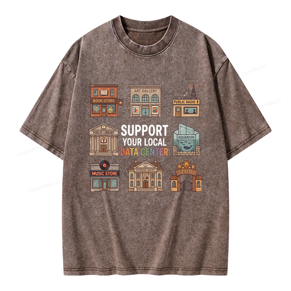 Pagewings Support Your Local Data Center Unisex Washed T-shirt