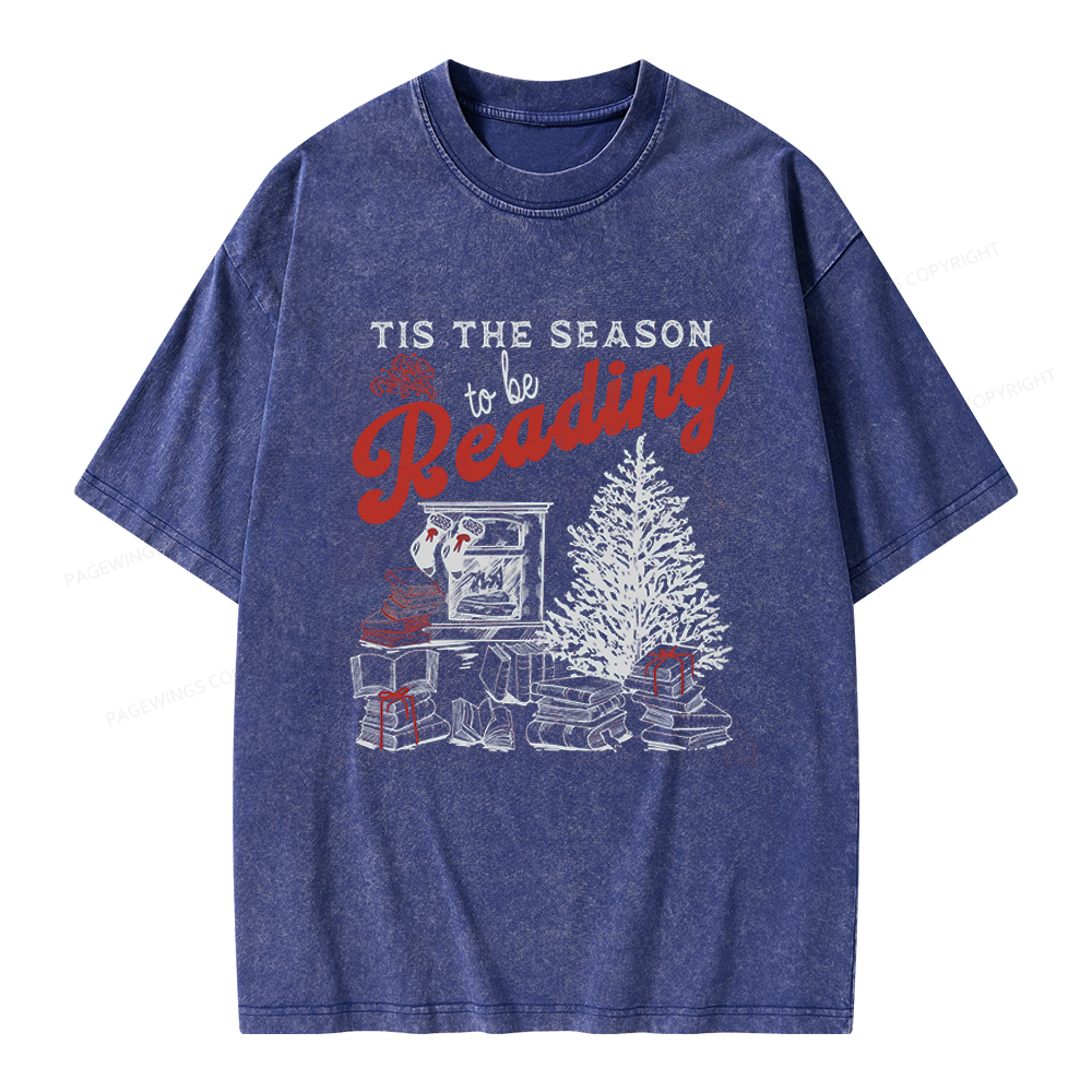 Pagewings Tis The Season to be Reading Unisex Washed T-shirt