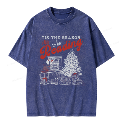 Pagewings Tis The Season to be Reading Unisex Washed T-shirt