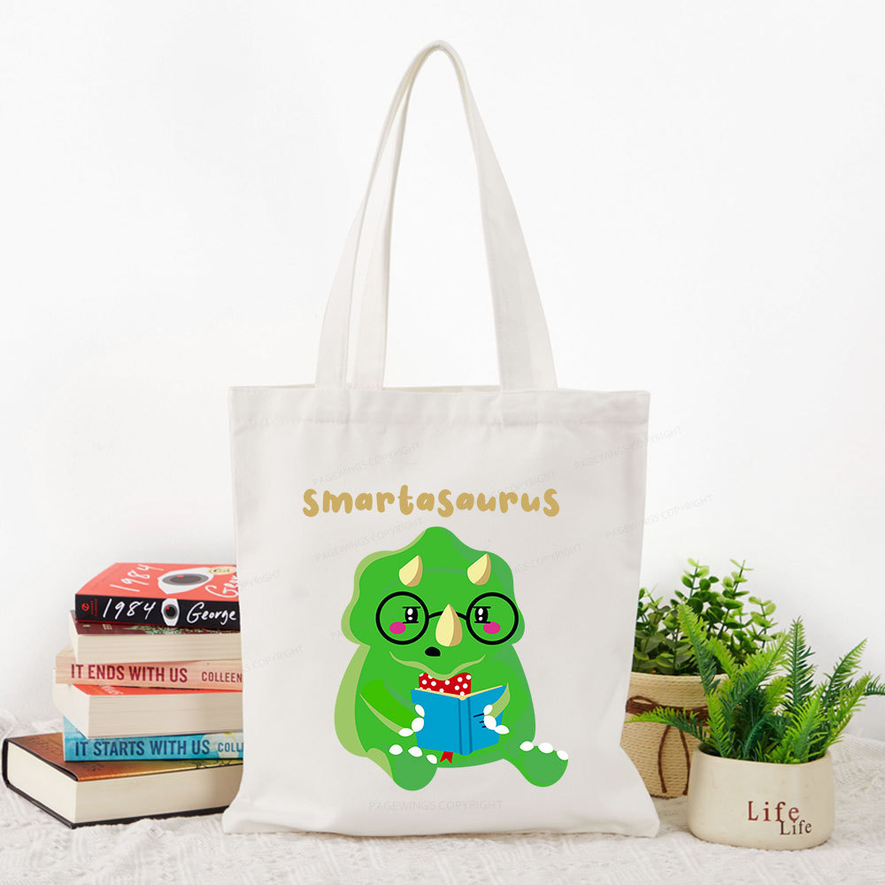 Pagewing Smart Dinosaur Is Reading Seriously Tote Bag