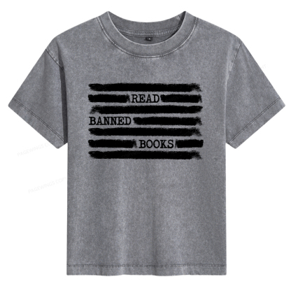 Pagewings Read Banned Books Bookworm Librarian Women's Washed T-shirt