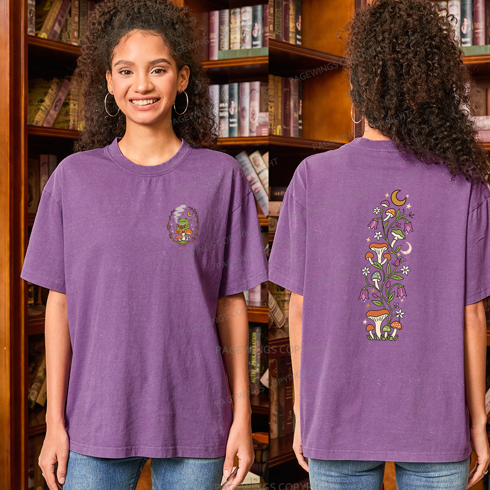 Pagewings Mushroom Frog Unisex Washed T-shirt
