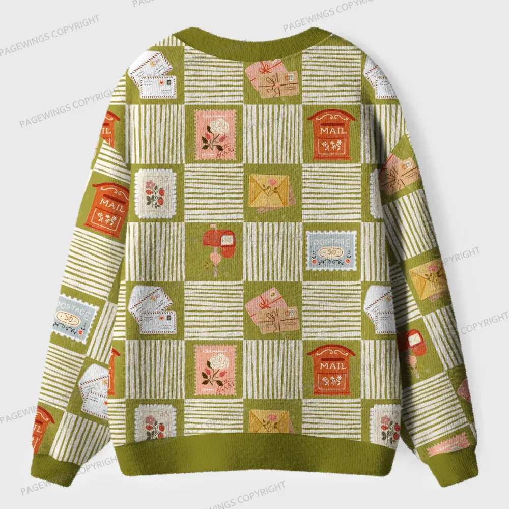 Pagewings Stamp Reading Unisex Ugly Cardigan Sweaters