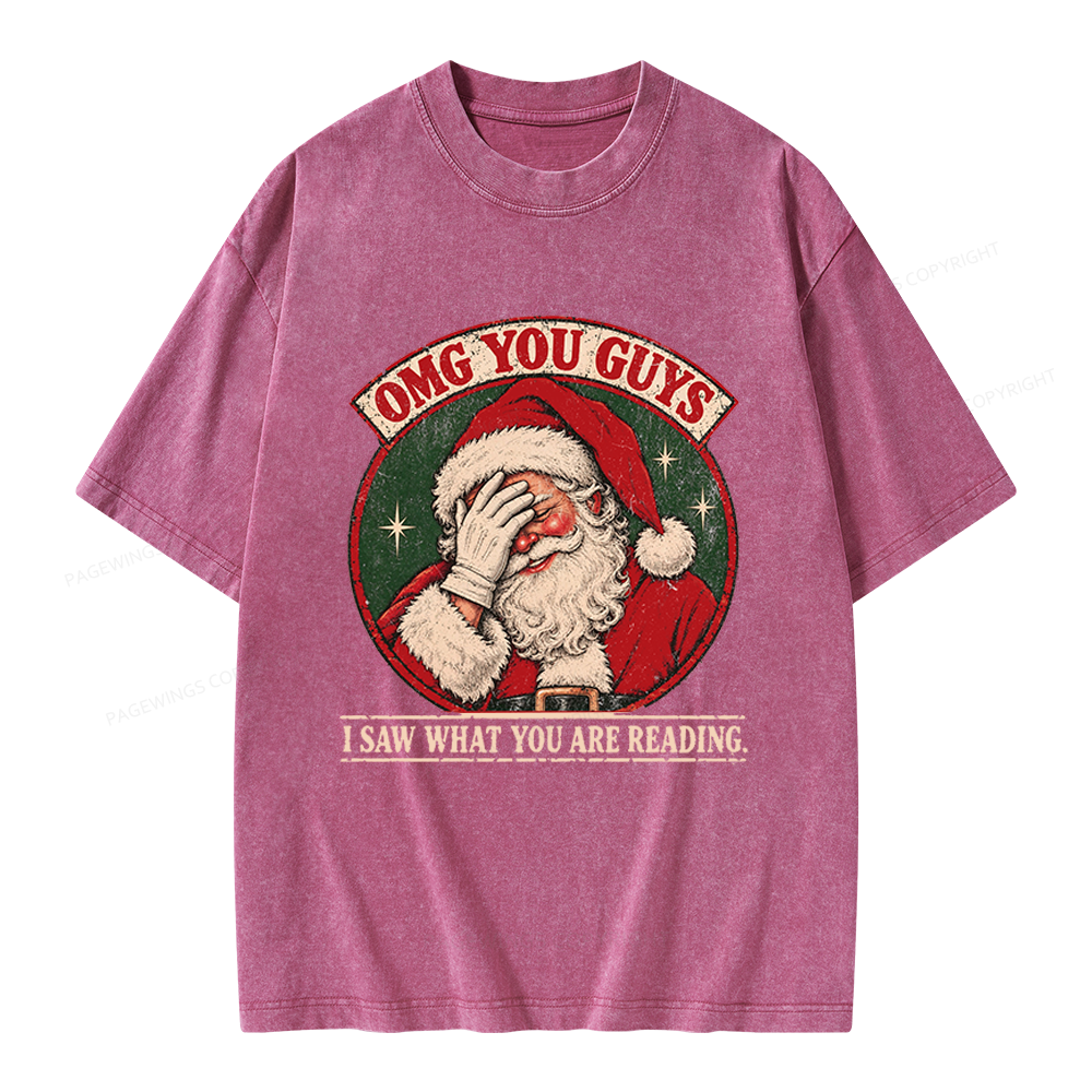 Pagewings Christmas OMG Guys Saw What Reading Unisex Washed T-shirt