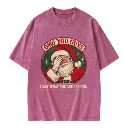 Pagewings Christmas OMG Guys Saw What Reading Unisex Washed T-shirt