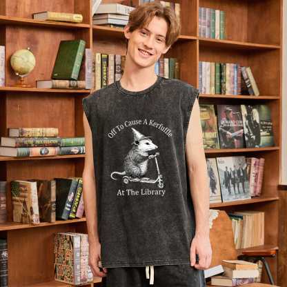 Pagewings Off To Cause A Kerfuffle Unisex Washed Tank Top