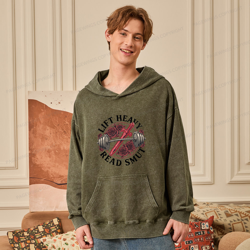 Pagewings Lift Heavy Read Smut Unisex Washed Hoodie