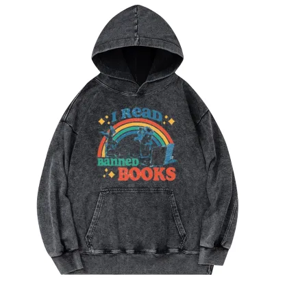 Pagewings I Read Banned Books Unisex Washed Hoodie