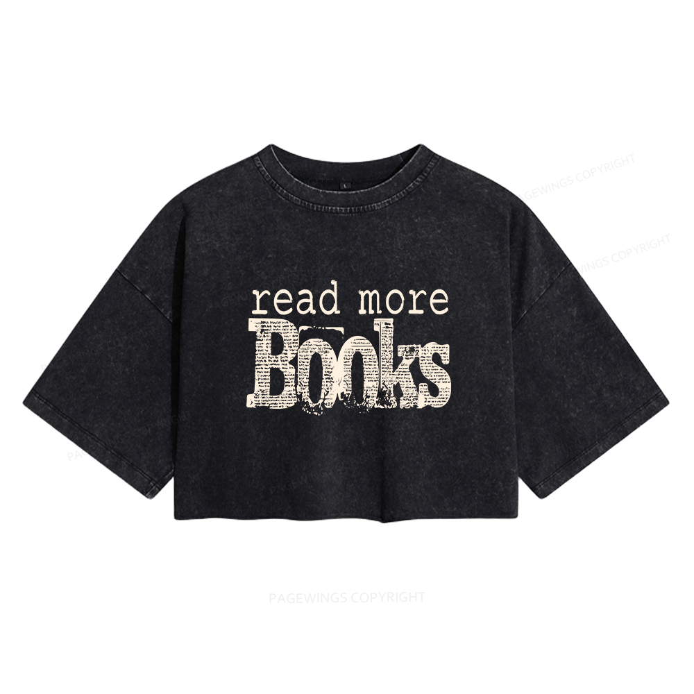Pagewings Read More Books Women's Washed Cropped T-shirt