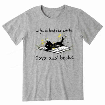 Pagewings Life Is Better With Cats And Books Unisex Classic T-shirt