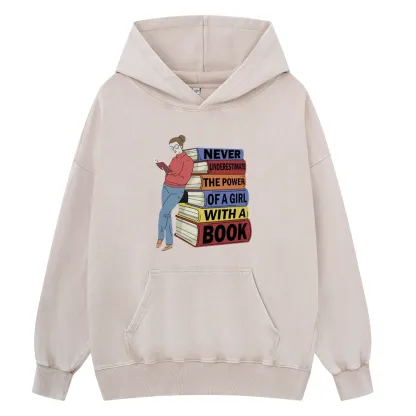 Pagewings Power Of A Girl With A Book Unisex Washed Hoodie
