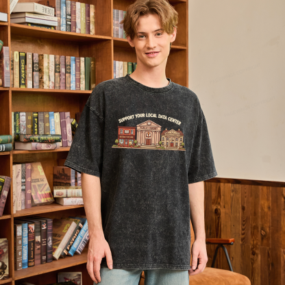 Pagewings Support Your Local Data Center Unisex Washed T-shirt