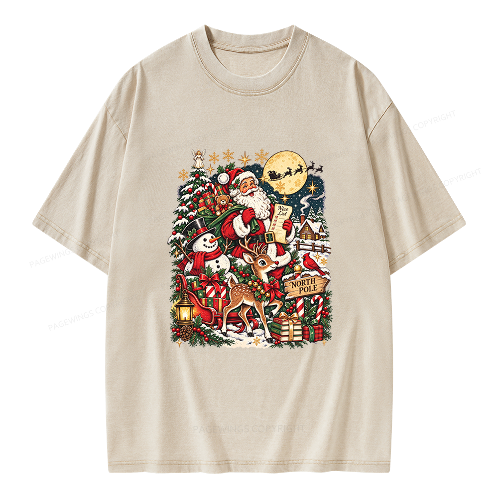 Pagewings Christmas Bookish Unisex Washed T-shirt