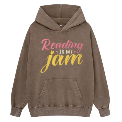 Pagewings Reading is My Jam Unisex Washed Hoodie
