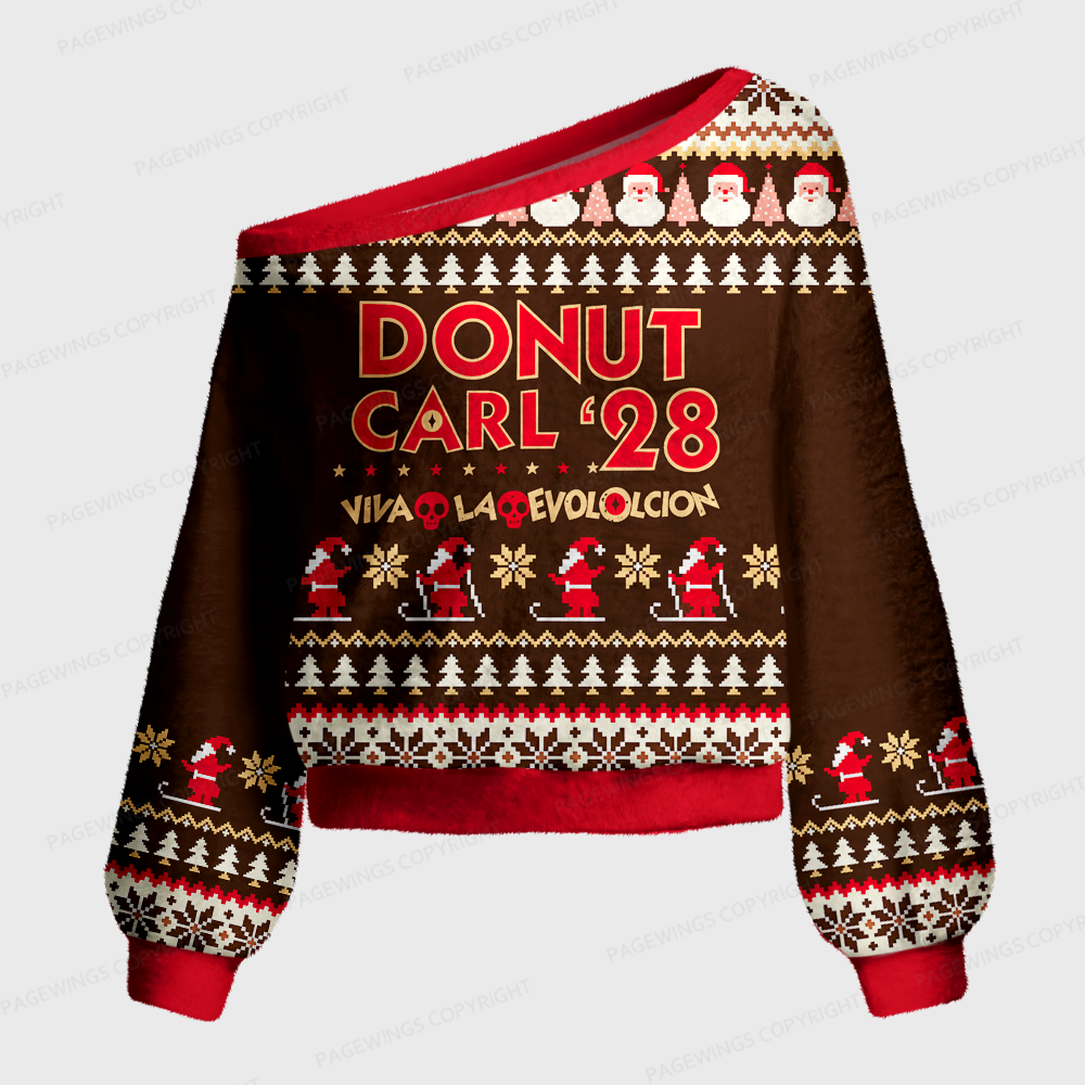 Pagewings Sci Fi Book Lover Off Shoulder Ugly Knit Sweater