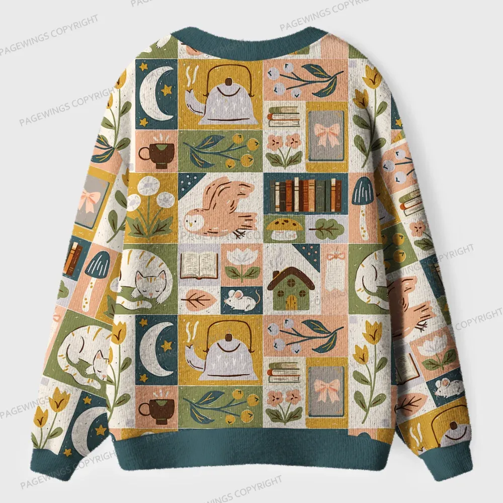 Pagewings Cozy Reading Unisex Ugly Cardigan Sweaters