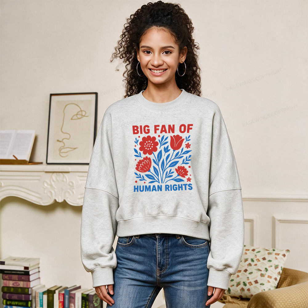 Pagewings Big Fan Of Human Rights Fleece Crop Sweatshirt