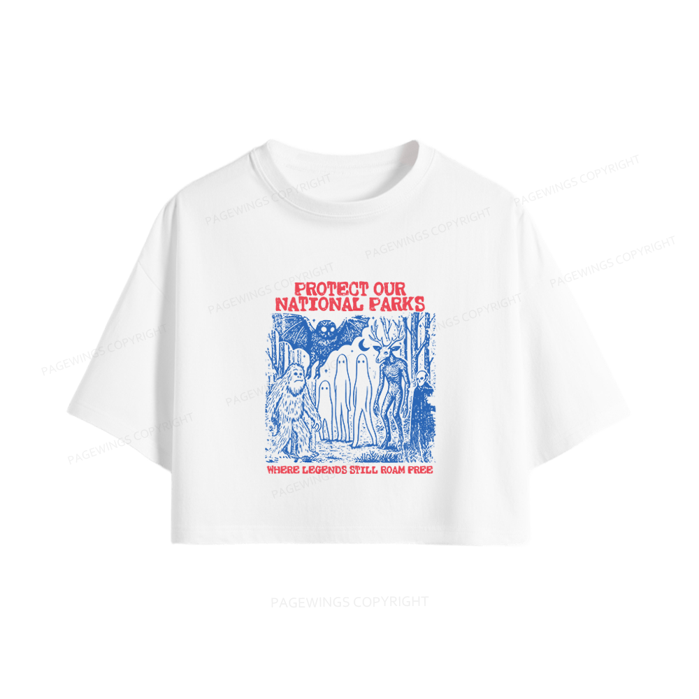 Pagewings Protect Our Parks Vintage Camping Women Crop Tops