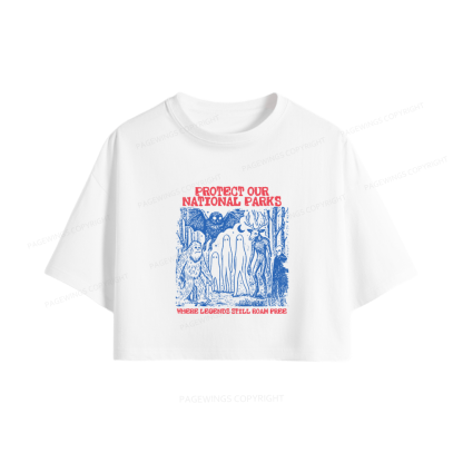 Pagewings Protect Our Parks Vintage Camping Women Crop Tops
