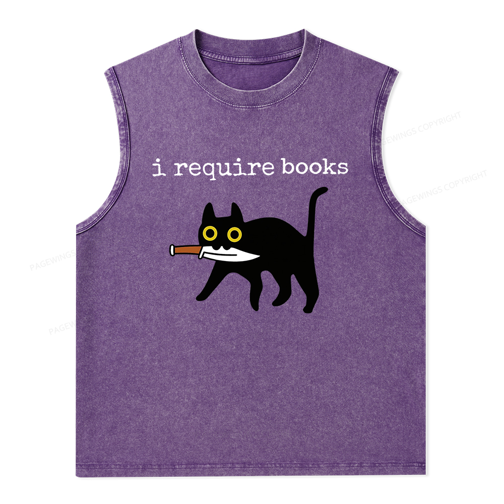 Pagewings I Require Books Unisex Washed Tank Top