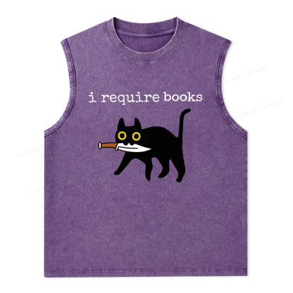 Pagewings I Require Books Unisex Washed Tank Top