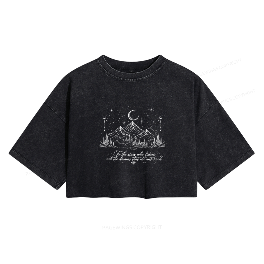 Pagewings Fantasy Bookish Women's Washed Cropped T-shirt