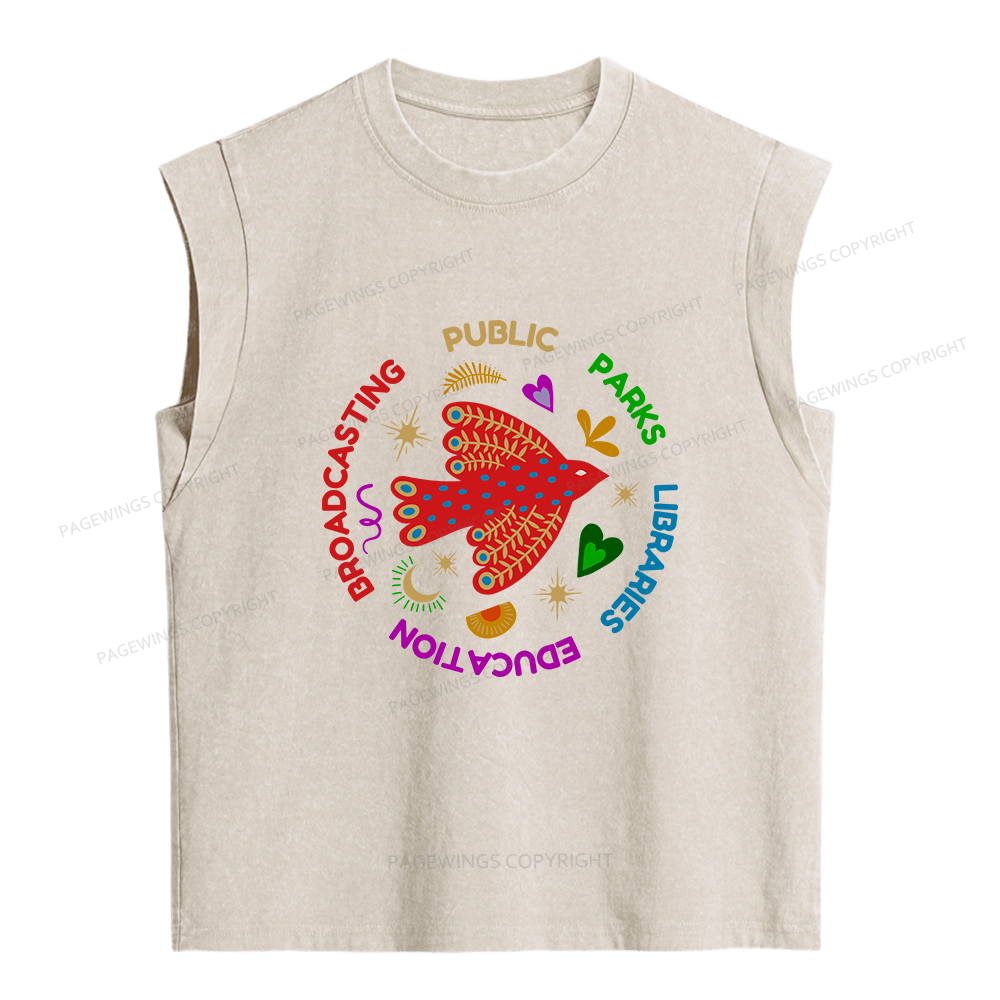 Pagewing Public Libraries Women's Washed Tank Top