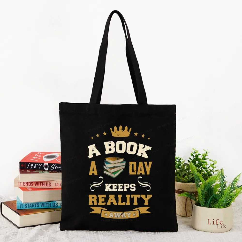 Pagewings A Book A Day Keeps Reality Away Tote Bag