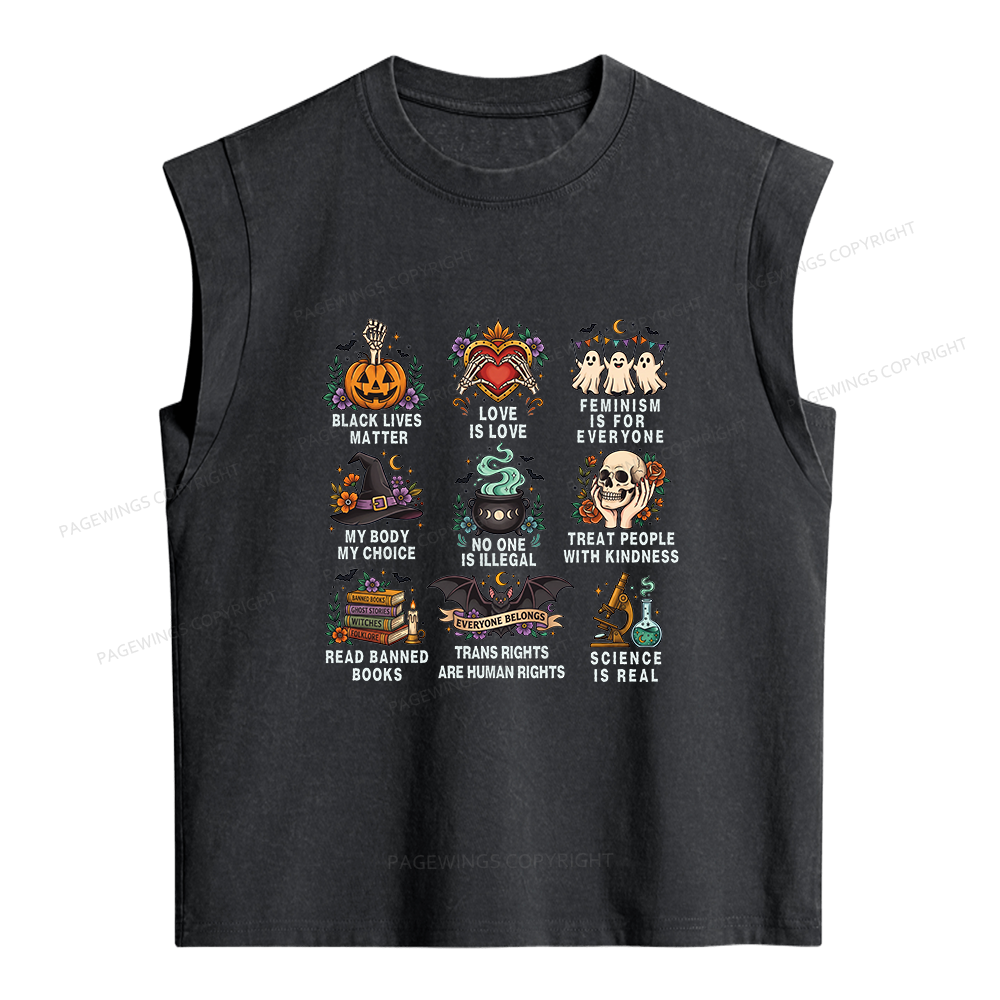 Pagewings Inclusive Halloween Women's Washed Tank Top