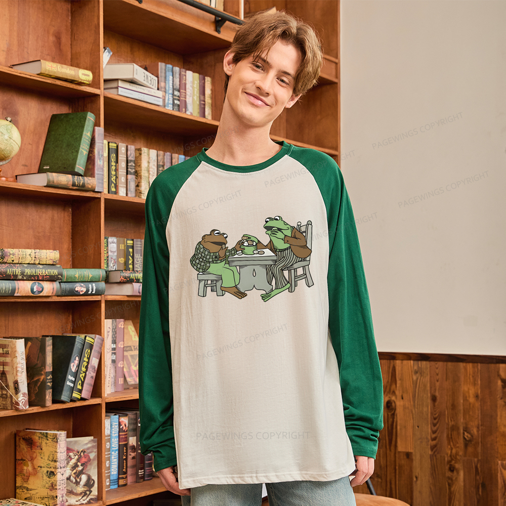 Pagewings Frog Eat Cookies Long Sleeve Raglan T-shirt