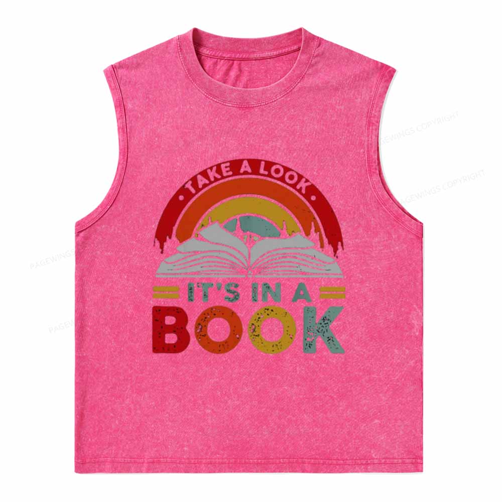 Pagewings Take A Look It's In A Book Unisex Washed Tank Top