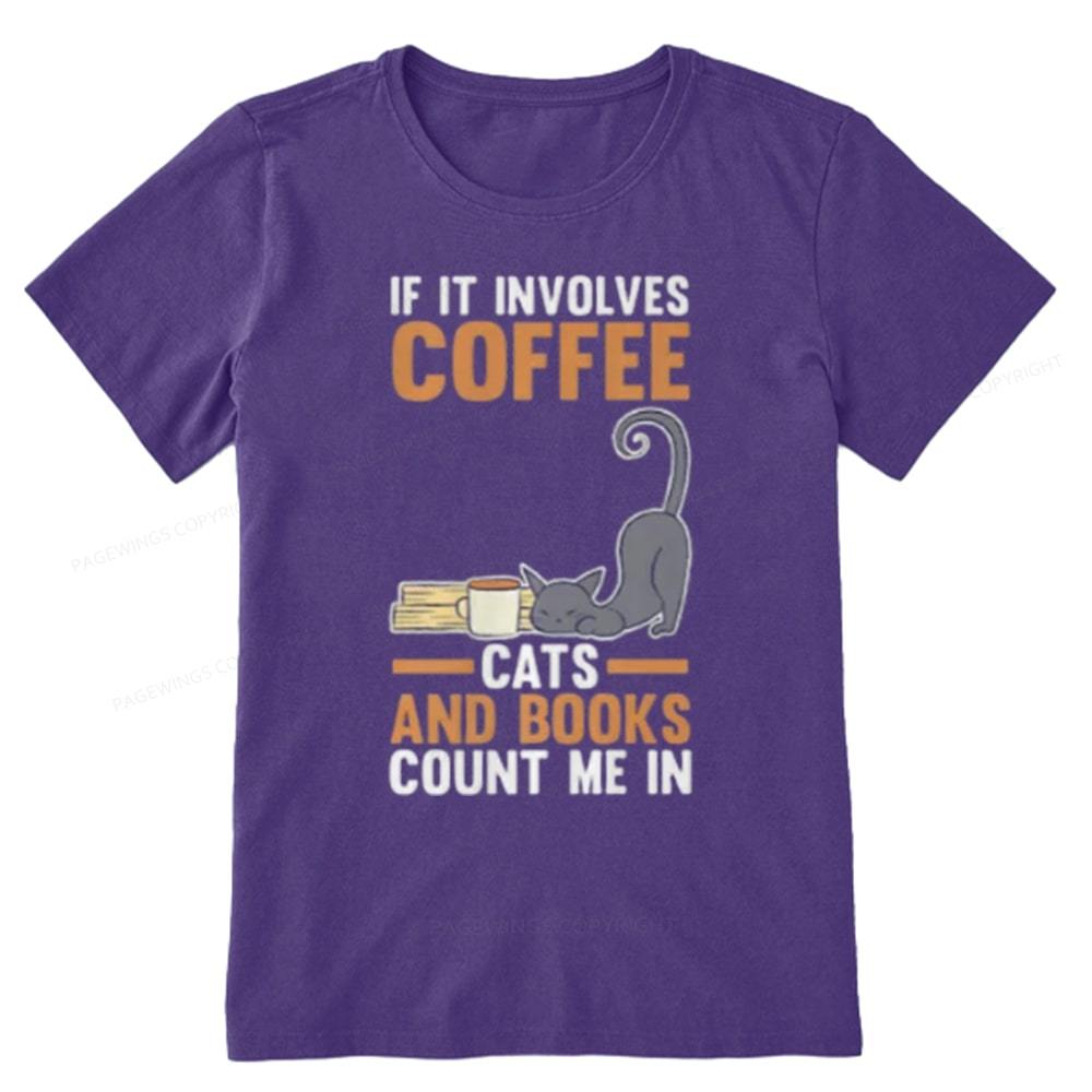 Pagewings Cats Reading Books Coffee T Shirts Unisex Classic T-shirt