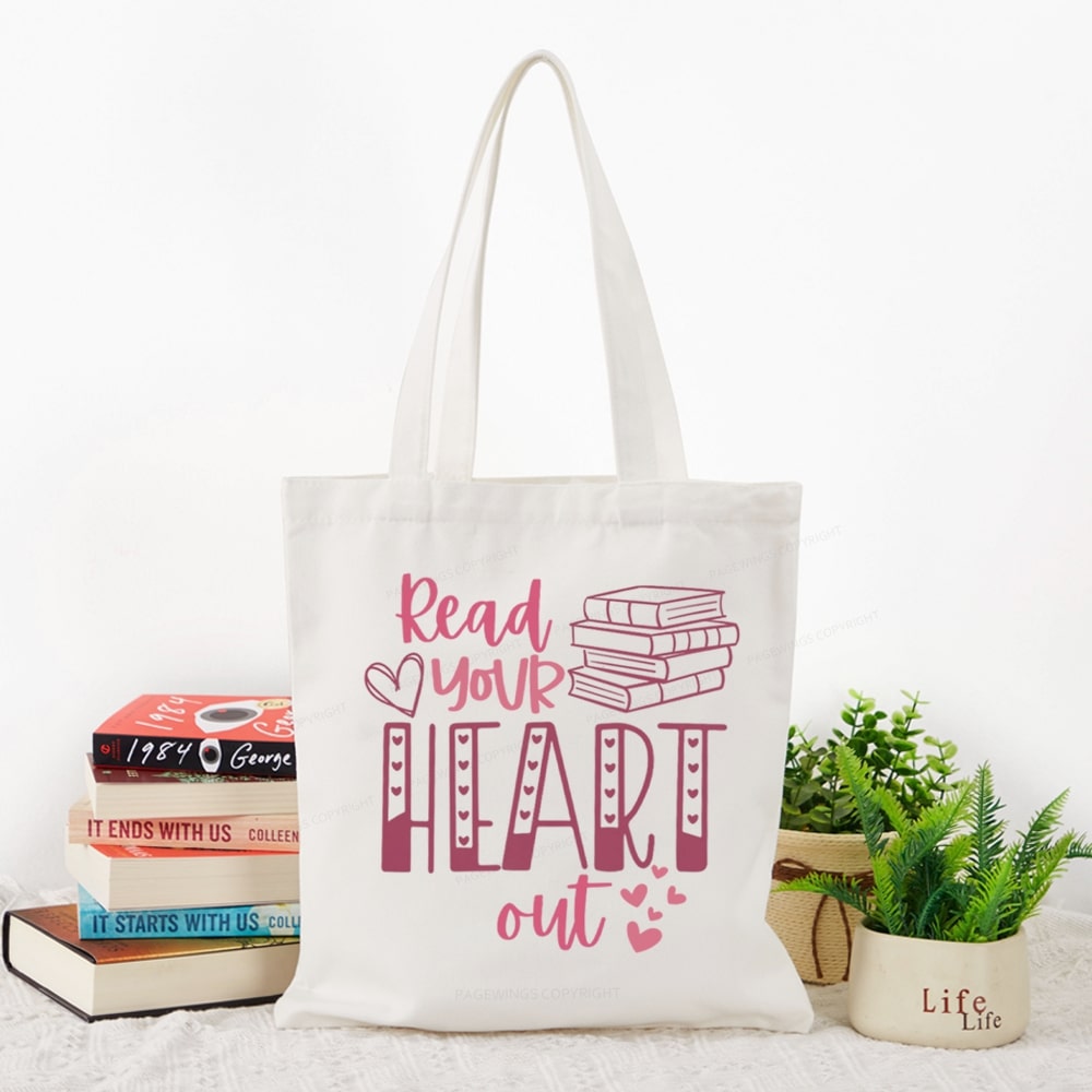 Pagewings Valentine Sweatshirt Read Your Heart Tote Bag