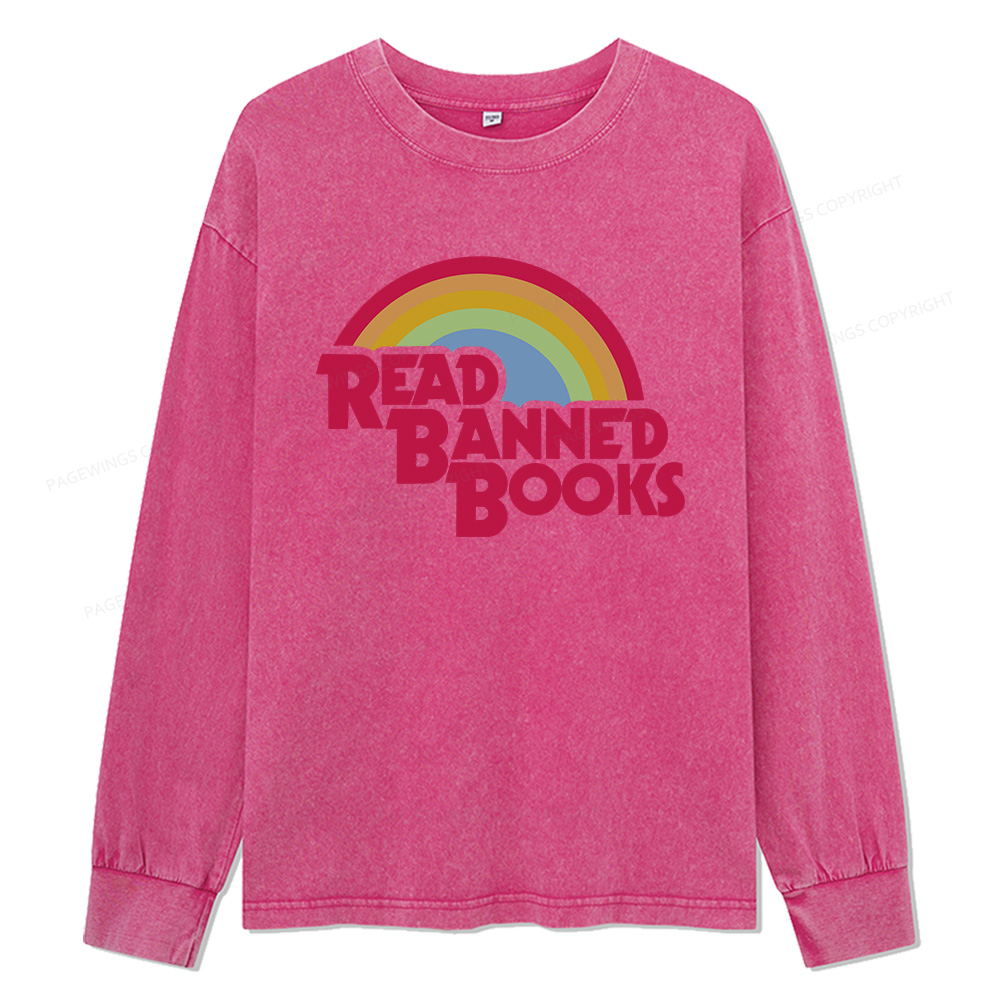 pagewings Read Banned Books Unisex Washed Long Sleeve T-shirt
