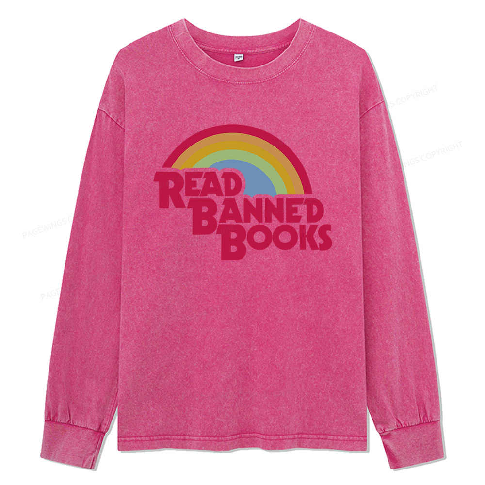 pagewings Read Banned Books Unisex Washed Long Sleeve T-shirt