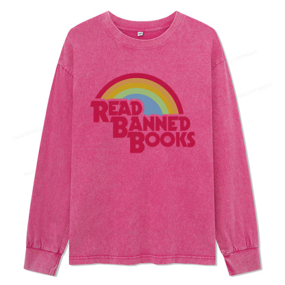 pagewings Read Banned Books Unisex Washed Long Sleeve T-shirt