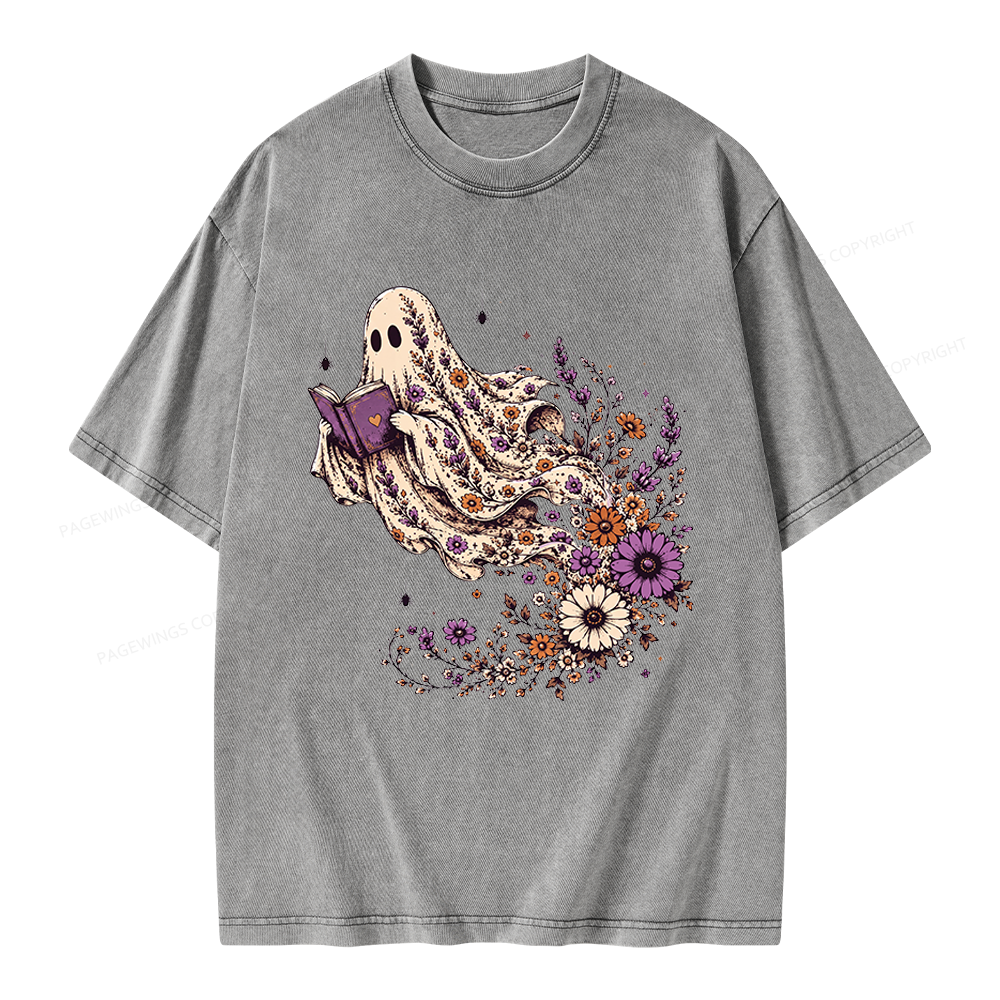 Pagewings Wildflower Ghost Unisex Washed T-shirt