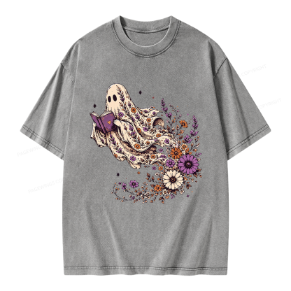 Pagewings Wildflower Ghost Unisex Washed T-shirt