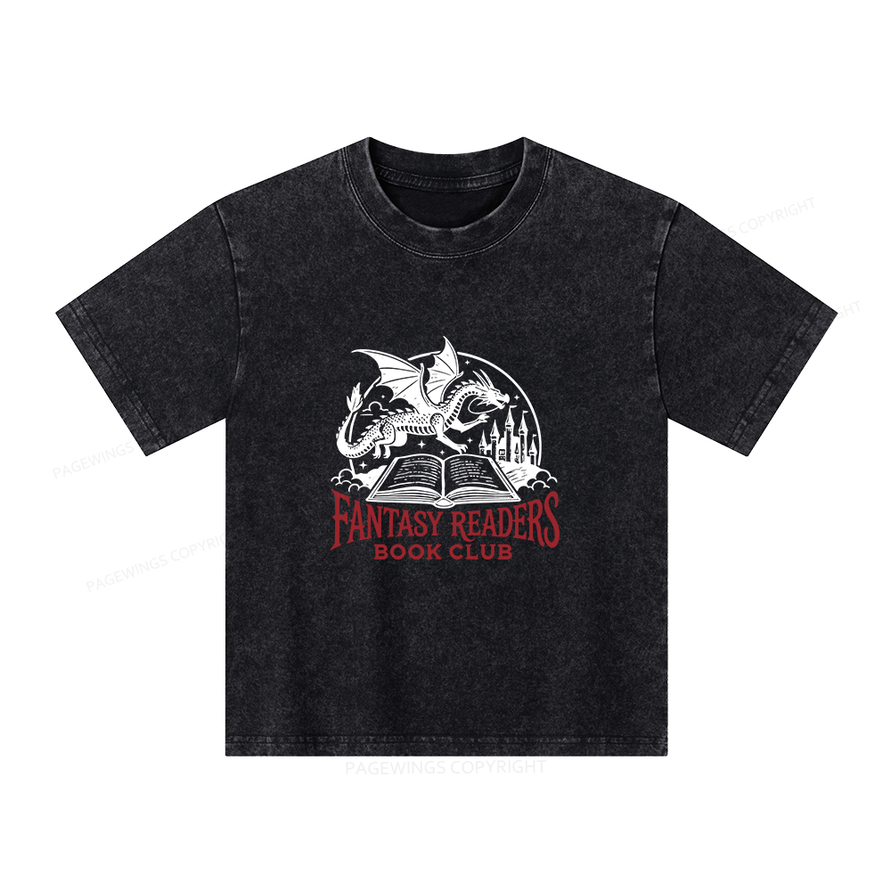 Pagewings Fantasy Readers Book Club Unisex Kids Washed T-shirt