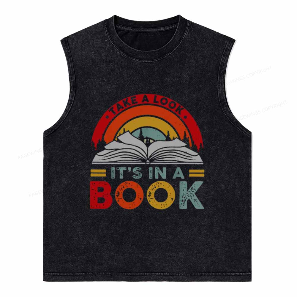 Pagewings Take A Look It's In A Book Unisex Washed Tank Top
